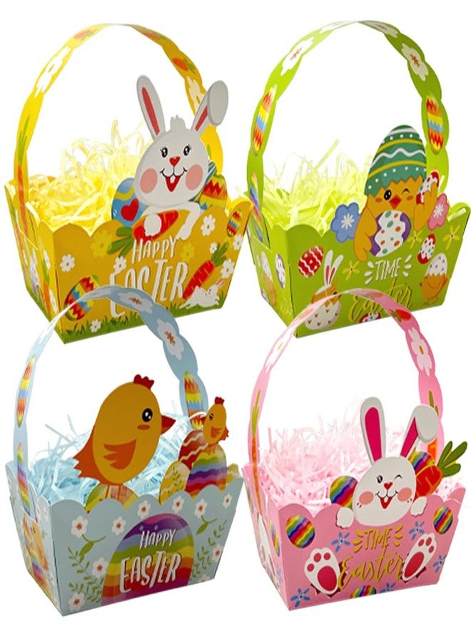 Suponey 12pcs Paper Easter Baskets Easter Treat Boxes Party Favor Boxes with Handle Eggs Containers for Kids Egg Hunt Home School Party Supplies - Image 1